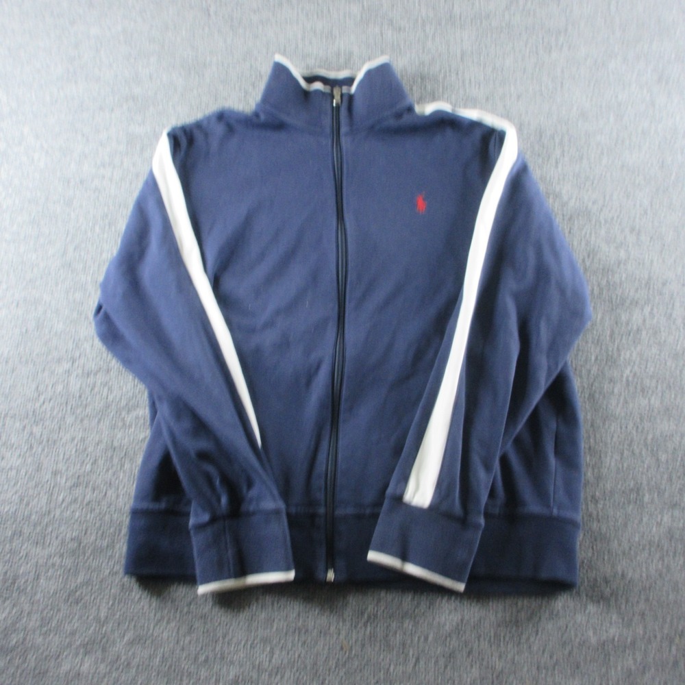 Polo Ralph Lauren Sweatshirt Mens L Blue Full Zip Mock Neck Pullover Fleece